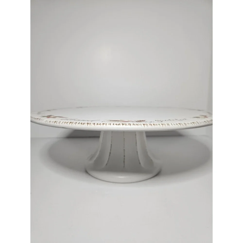 Celebrate It Thankful Blessed Fall Thanksgiving Pedestal Cake Plate Stand 12